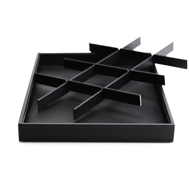 Oirlv Black Leather Jewelry Display Tray 12 Grid Jewelry Drawer Organizer Bracelet Bangle Organizer Independent Storage - Image 3